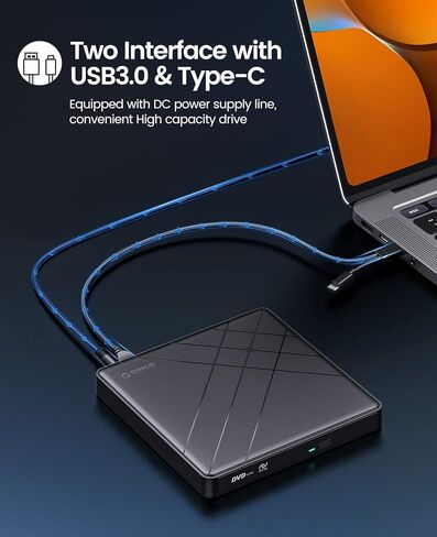 اوريكو محرك اقراص دي في دي بلو راي خارجي محمول 100G 6X UHD 4K مع كابل نوع سي 2 في 1 - اقراص بيرنز سي دي ال بي دي اكس ال - BRGU3-01 in Kuwait