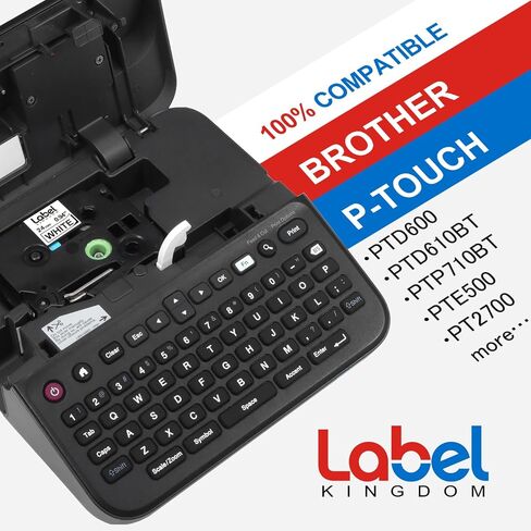 ملصق KINGDOM 18 مم 0.7 بوصة بديل لـ Tze-241 Tz241 Brother P-Touch شريط مصفح 3/4 بوصة أسود على أبيض متوافق مع عبوات صانع الملصقات PTD400 PTD600، 4 عبوات in Kuwait