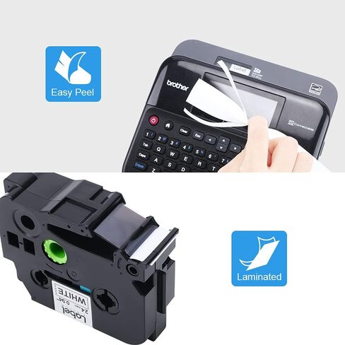 ملصق KINGDOM 18 مم 0.7 بوصة بديل لـ Tze-241 Tz241 Brother P-Touch شريط مصفح 3/4 بوصة أسود على أبيض متوافق مع عبوات صانع الملصقات PTD400 PTD600، 4 عبوات in Kuwait