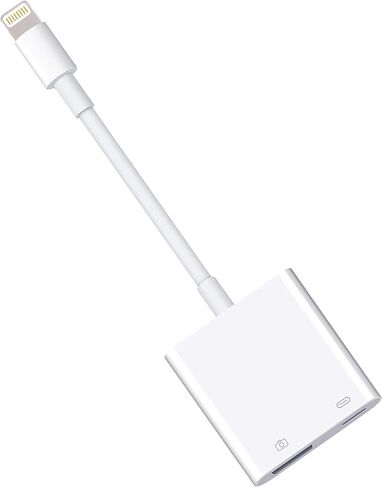 Lightning to USB Camera Adapter Lightning Female OTG Cable Adapter for Select iPhone,iPad Models Support Connect Camera, Card Reader, USB Flash Drive, MIDI Keyboard, White in Kuwait