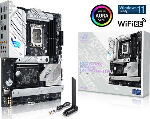 ASUS ROG Strix B760-A Gaming WiFi D4 Intel B760 (13th and 12th Gen) LGA1700 white ATXmotherboard, 12+1 power stages, DDR4, PCIe 5.0, three M.2slots, WiFi 6E, USB 3.2 Gen 2x2 Type-C®, and Aura Sync RGB in Saudi Arabia