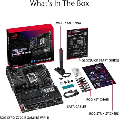 ASUS ROG Strix Z790-E Gaming WiFi II LGA 1700 (Intel 14th & 13th & 12th Gen) اللوحة الأم للألعاب ATX (DDR5، PCIe 5.0،2.5 Gb LAN، فتحات 5XM.2، PCIe 5.0 x16، WiFi 7، موصل اللوحة الأمامية مع بي دي 3.0 حتى 30 وات) in Saudi Arabia