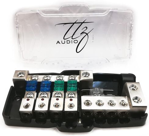 كتلة توزيع مصهر ANL الصوتي من TTZ، مجموعة براغي إضافية، 2 مفتاح ألين، 2 مصهر ANL إضافي 2 × 0GA/4GA إلى 4 × 4GA/8GA in Kuwait