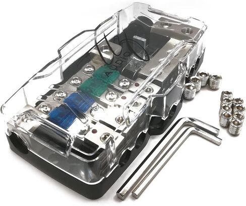 كتلة توزيع مصهر ANL الصوتي من TTZ، مجموعة براغي إضافية، 2 مفتاح ألين، 2 مصهر ANL إضافي 2 × 0GA/4GA إلى 4 × 4GA/8GA in Kuwait