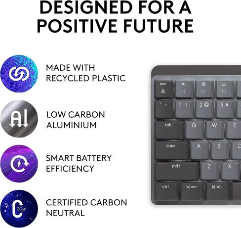لوحة مفاتيح Logitech MX الميكانيكية اللاسلكية المضيئة، مفاتيح هادئة باللمس، بلوتوث، USB-C، macOS، Windows، Linux، iOS، Android، Graphite - مع اشتراك Adobe Creative Cloud مجانًا in Kuwait