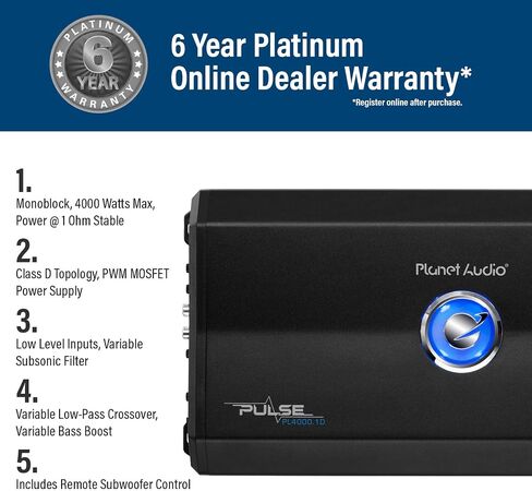 Planet Audio PL2000.1M Monoblock Car Amplifier, 2000 Watts, Low/High Inputs in Kuwait