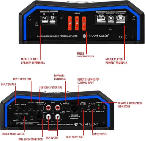 Planet Audio PL2000.1M Monoblock Car Amplifier, 2000 Watts, Low/High Inputs in Kuwait