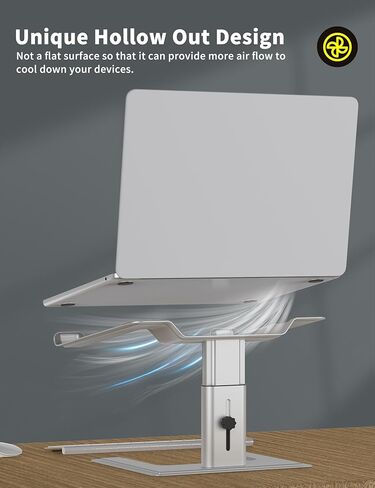 حامل لاب توب للمكتب من ايرجوبولو، حامل كمبيوتر بارتفاع قابل للتعديل، حامل مريح للابتوب والنوت بوك، حامل معدني من الالومنيوم متوافق مع نوت بوك 10 الى 15.6 انش، فضي in Kuwait