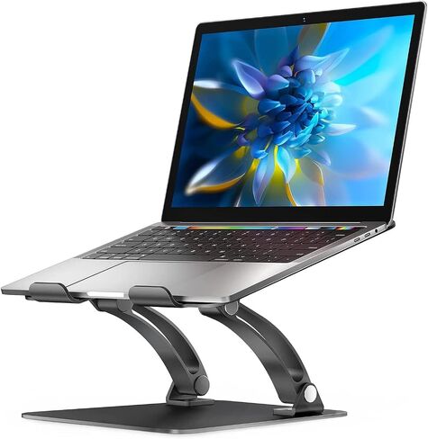 Nulaxy Ergonomic Adjustable Laptop Stand for Desk, Dual Foldable Computer Riser with Advanced Heat-Vent, Heavy-Duty Portable Notebook Holder for Posture Correction, Compatible with Mac 10-17" Laptops in Saudi Arabia