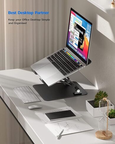 Nulaxy Ergonomic Adjustable Laptop Stand for Desk, Dual Foldable Computer Riser with Advanced Heat-Vent, Heavy-Duty Portable Notebook Holder for Posture Correction, Compatible with Mac 10-17" Laptops in Saudi Arabia