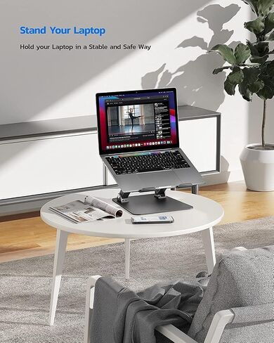 Nulaxy Ergonomic Adjustable Laptop Stand for Desk, Dual Foldable Computer Riser with Advanced Heat-Vent, Heavy-Duty Portable Notebook Holder for Posture Correction, Compatible with Mac 10-17" Laptops in Saudi Arabia