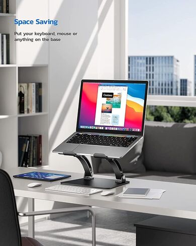 Nulaxy Ergonomic Adjustable Laptop Stand for Desk, Dual Foldable Computer Riser with Advanced Heat-Vent, Heavy-Duty Portable Notebook Holder for Posture Correction, Compatible with Mac 10-17" Laptops in Saudi Arabia