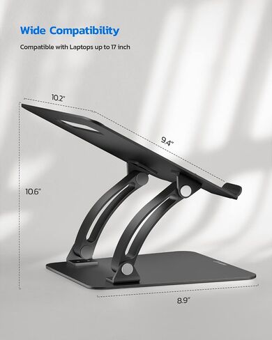 Nulaxy Ergonomic Adjustable Laptop Stand for Desk, Dual Foldable Computer Riser with Advanced Heat-Vent, Heavy-Duty Portable Notebook Holder for Posture Correction, Compatible with Mac 10-17" Laptops in Saudi Arabia