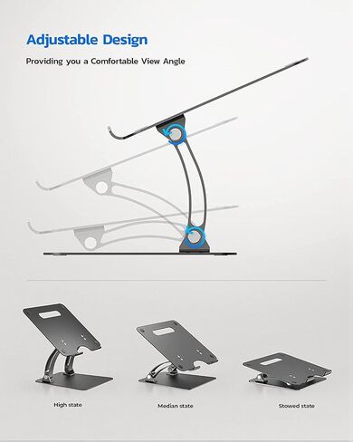 Nulaxy Ergonomic Adjustable Laptop Stand for Desk, Dual Foldable Computer Riser with Advanced Heat-Vent, Heavy-Duty Portable Notebook Holder for Posture Correction, Compatible with Mac 10-17" Laptops in Saudi Arabia
