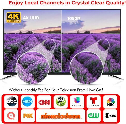 هوائي تلفزيون رقمي مضخم مطور لعام 2023، نطاق طويل يزيد عن 450 ميلًا، يدعم استقبال 360 درجة 4K 1080 بكسل للتلفزيون الذكي، معزز إشارة مكبر الصوت للقنوات المحلية - كابل Coax HDTV بطول 20 قدمًا in Kuwait