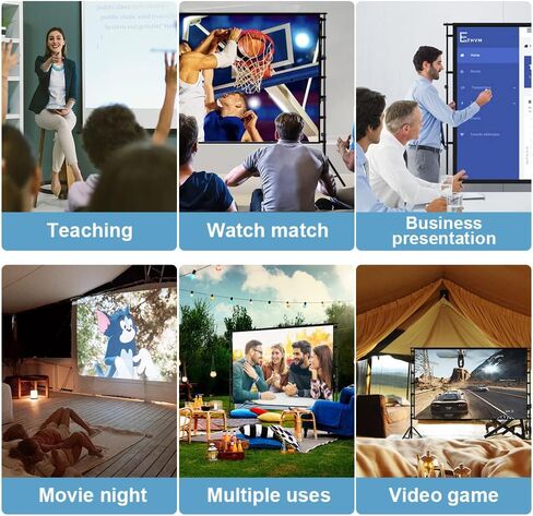 150"-Projector-Screen-with-Stand,HUANYINGBJB Outdoor Projection Screen, Portable 16:9 4K HD Rear Front Movie Screen with Carry Bag for Theater Backyard Movie Night,Cinema School, Churches, Parties in Saudi Arabia