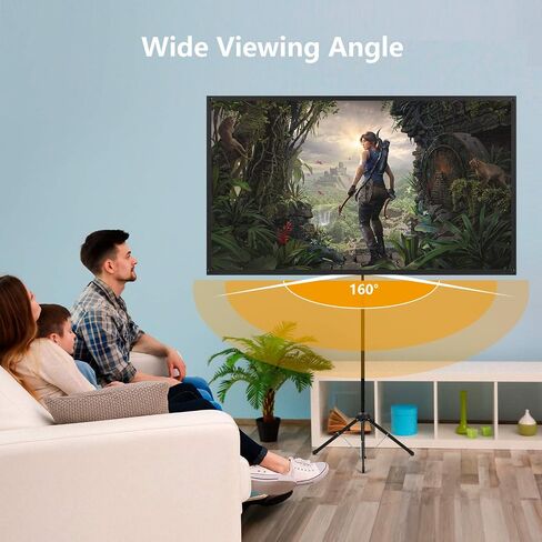 Portable Projector Screen with Stand, Outdoor Movie Screen, 80 Inch 16:9, Light-Weight, Mobile and Compact, Easy Setup and Carrying, Projection Screen with 1.2 Gain Glass Fiber, Idea for Home Cinema. in Saudi Arabia