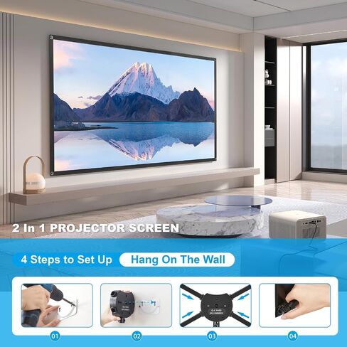 Portable Projector Screen with Stand, Outdoor Movie Screen, 80 Inch 16:9, Light-Weight, Mobile and Compact, Easy Setup and Carrying, Projection Screen with 1.2 Gain Glass Fiber, Idea for Home Cinema. in Saudi Arabia