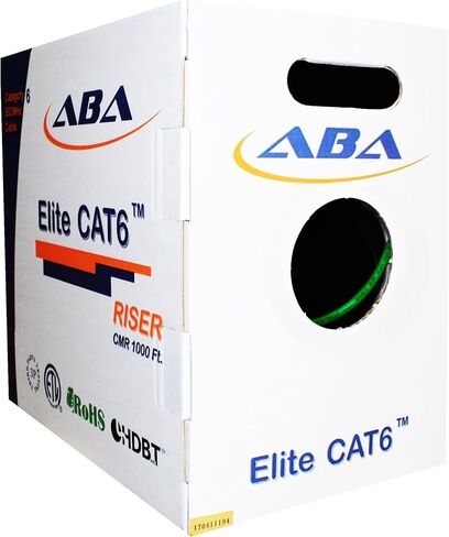 Cat6 Riser (CMR)، كابل إيثرنت بطول 1000 قدم، أخضر، بدون شريحة، زوج ملتوي غير محمي (UTP) 23AWG، نحاس خالص نقي، 550 ميجاهرتز، معتمد من UL، صندوق سهل السحب (Reelex II)، كابل شبكة LAN كبيرة الحجم in Kuwait