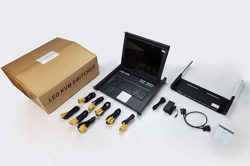 MT-VIKI 17 بوصة LED KVM Switch 8 منافذ USB VGA وحدة تحكم KVM مع كابلات، حامل 1U KVM 1280x1024 OSD+Hotkey+Panel in Saudi Arabia