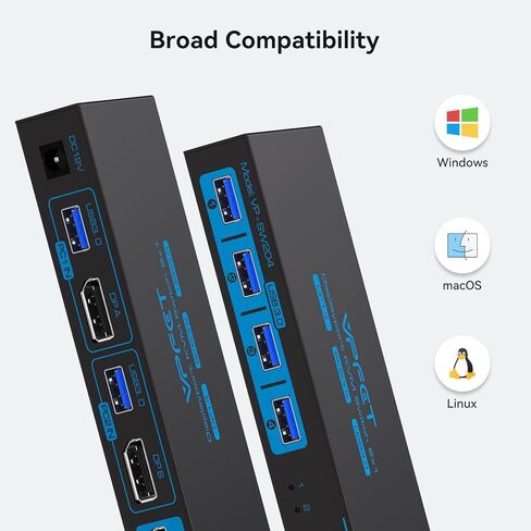 8K Displayport KVM Switch DP for 2 Computers Share 1 Monitor USB 3.0 Switches PC Support 8K@60Hz 4K@144Hz 4 USB Devices Such as Keyboard Mouse Printer with Desktop Wired Controller and 2 USB Cables in Kuwait