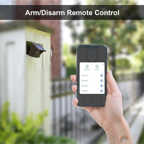 إنذار eMACROS HS002 Pro 2 الذكي اللاسلكي للممر، مستشعر حركة طويل المدى يعمل بالطاقة الشمسية، تطبيق للذراع عن بعد/نزع السلاح وتنبيهات الجدول الزمني مع 27 نغمة، جهاز استقبال واحد ومستشعر واحد in Kuwait