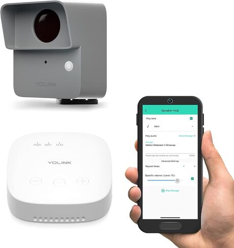 YoLink LoRa Smart Outdoor Motion Sensor Starter Kit, Driveway Alert, Property Invasion/Tresspassing Detector, Email/SMS/Push Alerts, Alexa, IFTTT, Home Assistant: Includes (1) Sensor, (1) SpeakerHub in Saudi Arabia