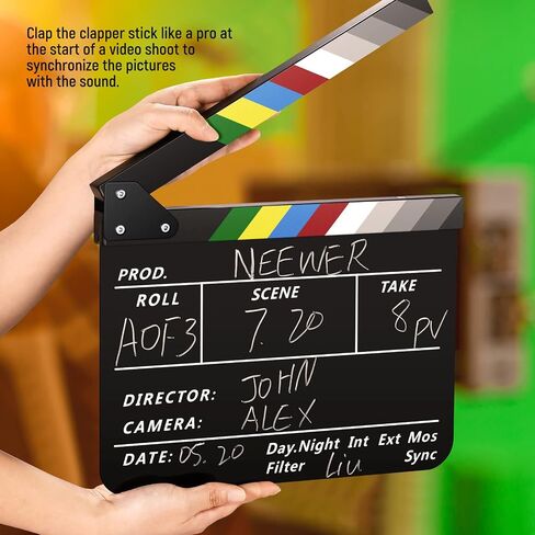 طقم لوحة كلابر لمخرجي أفلام الأكريليك من NEEWER، لوح بلاستيكي لمسرح الأفلام مقاس 12 × 10 بوصة مع ممحاة مغناطيسية، قلمين مائيين، قطعة قماش للتنظيف ومفتاح سداسي على شكل حرف L (أبيض) in Kuwait