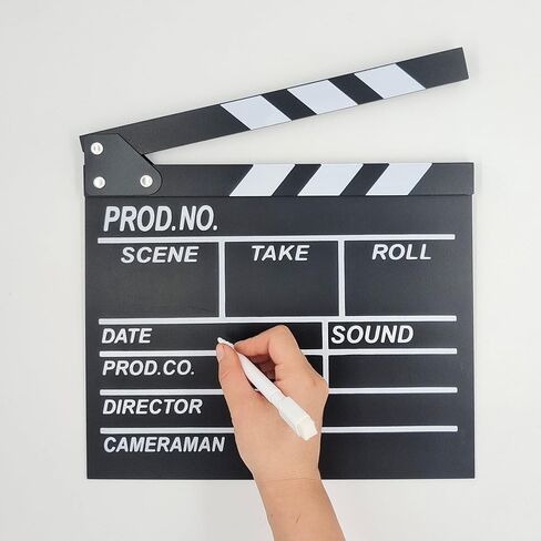 LSYRIA 2 قطعة من ألواح التصفيح لمخرجي الأفلام مقاس 12 بوصة × 11 بوصة من هوليوود كلابر بورد فيلم خشبي، تأتي مع قطعتين من القلم القابل للمسح، استخدم منشفة مبللة لمسح الكتابة اليدوية in Kuwait