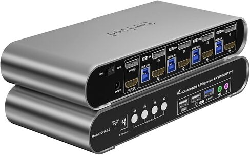 2 Port HDMI USB 3.0 KVM Switch with Aluminum Alloy Shell and Digital Display,Audio/Microphone, 4K@60Hz,hotkey,Auto EDID, HDR10 with Cables in Kuwait