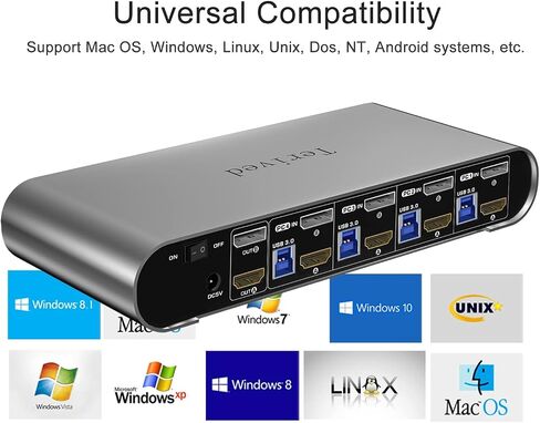 2 Port HDMI USB 3.0 KVM Switch with Aluminum Alloy Shell and Digital Display,Audio/Microphone, 4K@60Hz,hotkey,Auto EDID, HDR10 with Cables in Kuwait