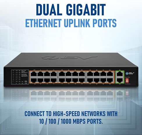 BV-Tech 18 Ports Long Range PoE+ Switch (16 PoE+ Ports | 2 Gigabit Ethernet uplink) - 19" Rackmount - 135W - 802.3af/at -Desktop Design for Easy Set Up in Kuwait