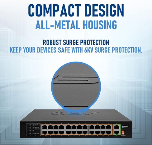 BV-Tech 18 Ports Long Range PoE+ Switch (16 PoE+ Ports | 2 Gigabit Ethernet uplink) - 19" Rackmount - 135W - 802.3af/at -Desktop Design for Easy Set Up in Kuwait