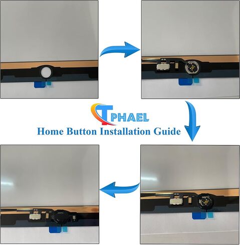 T Phael White Home Button Replacement Compatible with iPad 5 5th Gen 2017 (A1822 A1823) and iPad 6 6th Gen 2018 (A1893 A1954) 9.7" Incl Flex Cable Connector and Screwdriver(Gold Ring) in Kuwait