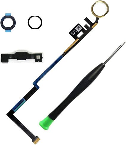 T Phael White Home Button Replacement Compatible with iPad 5 5th Gen 2017 (A1822 A1823) and iPad 6 6th Gen 2018 (A1893 A1954) 9.7" Incl Flex Cable Connector and Screwdriver(Gold Ring) in Kuwait