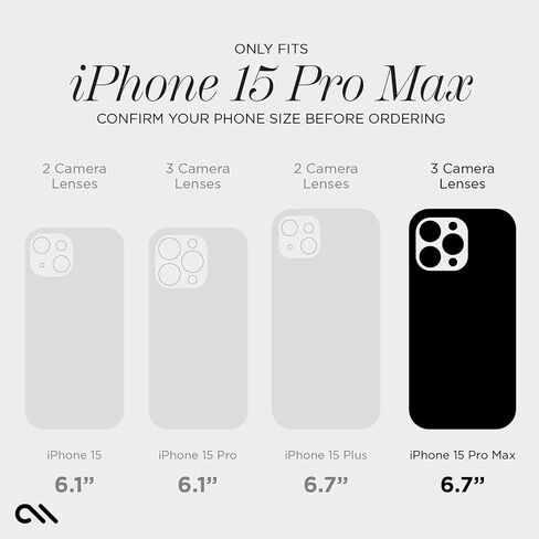 Case-Mate Tough iPhone 15 Pro Max Case - Clear [12ft Drop Protection] [Wireless Charging Compatible] Slim Phone Case for iPhone 15 Pro Max 6.7", Shockproof Cover with Anti Yellowing, Anti Scratch Tech in Kuwait
