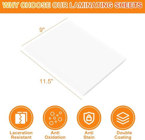 CAREGY Clear Thermal Laminating Plastic Paper Laminator Sheets - 9 x 11.5-Inch, 150-Pack, 3mil in Kuwait