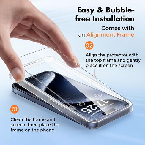 UNBREAKcable Shatterproof Tempered Glass Screen Protector for iPhone 15 Pro Max [3-Pack] [99.99% HD Clear] [Easy Installation Frame] [9H Hardness] [Bubble Free] for Apple 6.7" in Saudi Arabia