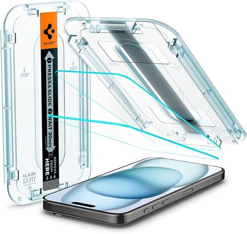 Spigen Tempered Glass Screen Protector [GlasTR EZ FIT] Designed for iPhone 15 [2 Pack] Clear in Saudi Arabia