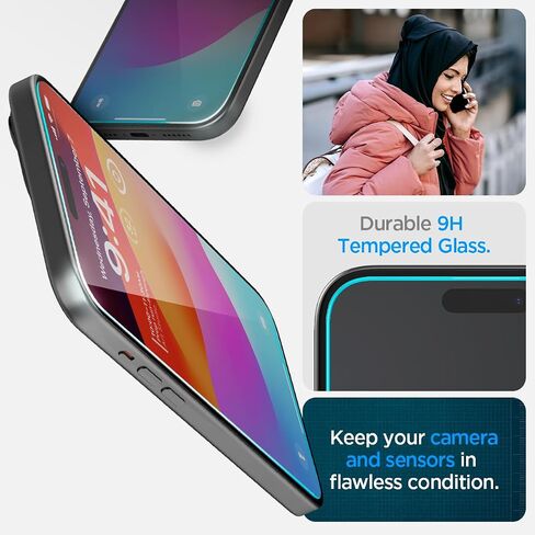 Spigen Tempered Glass Screen Protector [GlasTR EZ FIT] Designed for iPhone 15 [2 Pack] Clear in Saudi Arabia