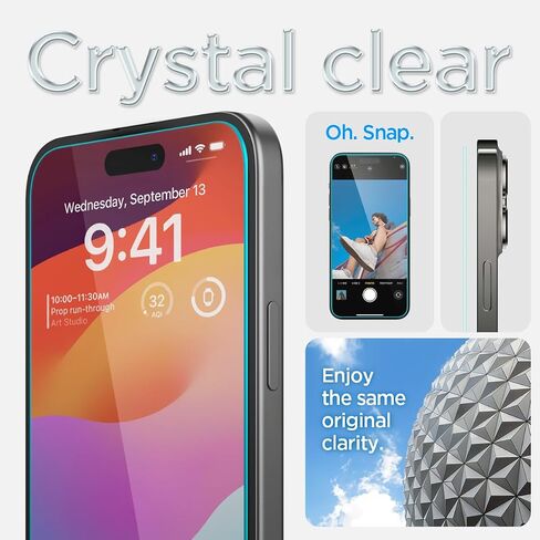 Spigen Tempered Glass Screen Protector [GlasTR EZ FIT] Designed for iPhone 15 [2 Pack] Clear in Saudi Arabia