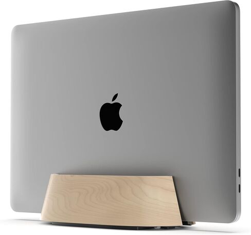 HumanCentric Vertical Laptop Stand in Black Walnut Wood, Adjustable | Upright Adjustable Holder & Dock, Fits MacBook Pro & Laptops .5" to 1.5", Clamshell Compatible, Laptop Vertical Stand in Kuwait