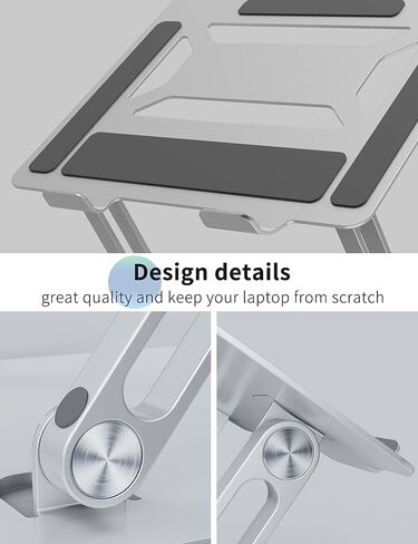 حامل كمبيوتر محمول SOUNDANCE للمكتب بقاعدة ثقيلة ثابتة، ارتفاع قابل للتعديل متعدد الزوايا، حامل معدني مريح، مصعد قابل للطي، متوافق مع كمبيوتر شخصي مقاس 10 إلى 15.6 بوصة، رمادي in Kuwait