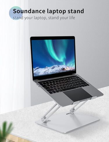 حامل كمبيوتر محمول SOUNDANCE للمكتب بقاعدة ثقيلة ثابتة، ارتفاع قابل للتعديل متعدد الزوايا، حامل معدني مريح، مصعد قابل للطي، متوافق مع كمبيوتر شخصي مقاس 10 إلى 15.6 بوصة، رمادي in Kuwait