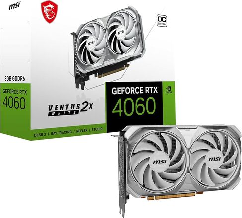 MSI Gaming GeForce RTX 4060 8GB GDRR6 128-Bit HDMI/DP Nvlink TORX Fan 4.0 Ada Lovelace Architecture Graphics Card (RTX 4060 Ventus 2X White 8G OC) in Saudi Arabia