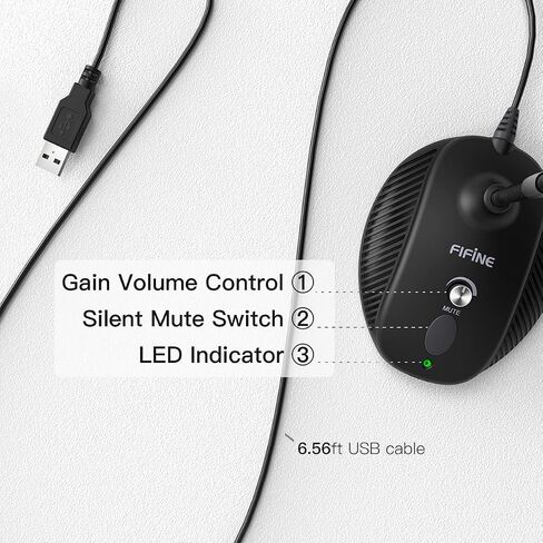 Fifine USB Computer Microphone, Plug &Play Desktop Condenser PC Laptop Mic,Mute Button with LED Indicator, Compatible with Windows/Mac, Ideal for YouTube,Zoom,Recording,Twitch Games(K054) in Saudi Arabia