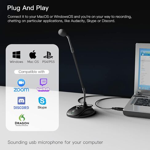 Fifine USB Computer Microphone, Plug &Play Desktop Condenser PC Laptop Mic,Mute Button with LED Indicator, Compatible with Windows/Mac, Ideal for YouTube,Zoom,Recording,Twitch Games(K054) in Saudi Arabia
