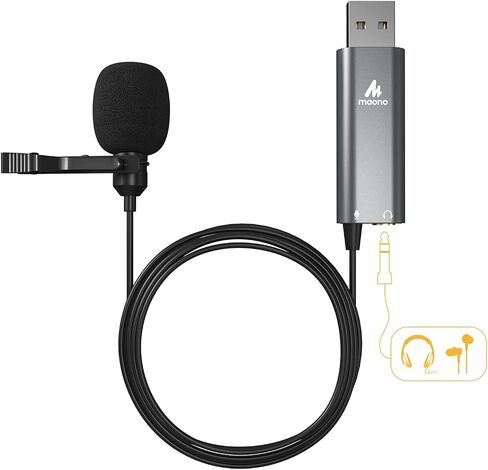 MAONO USB Lavalier Microphone, 192KHZ/24BIT Plug & Play Omnidirectional Lapel Shirt Collar Clip on Mic for PC, Computer, Mac, Laptop, YouTube, Skype, Recording, Podcasting, Gaming, AU-UL10 in Saudi Arabia