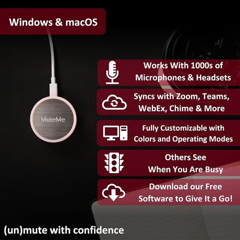 MuteMe - Illuminated Capacitive Touch Mute Button for Zoom, Teams, Google Meet & More (As Seen on Shark Tank)! Free Windows / Mac Software Required To Use MuteMe. in Kuwait