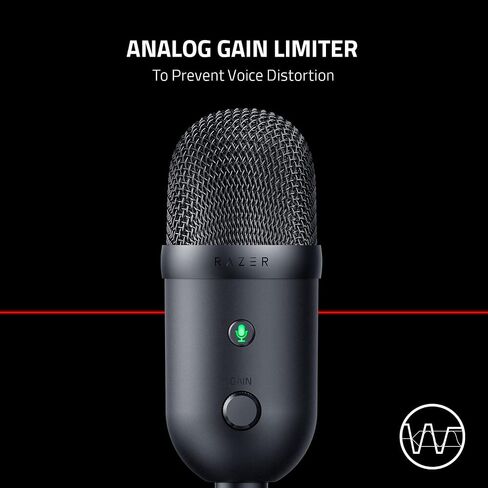 Razer Seiren V2 Pro USB Microphone for Streaming, Gaming, Recording, Podcasting on PC, Twitch, YouTube: High Pass Filter - Mic Monitoring and Gain Control - Built-in Shock Absorber and Mic Windsock in Saudi Arabia